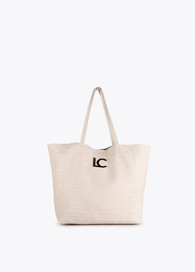 Embossed monogram tote bag