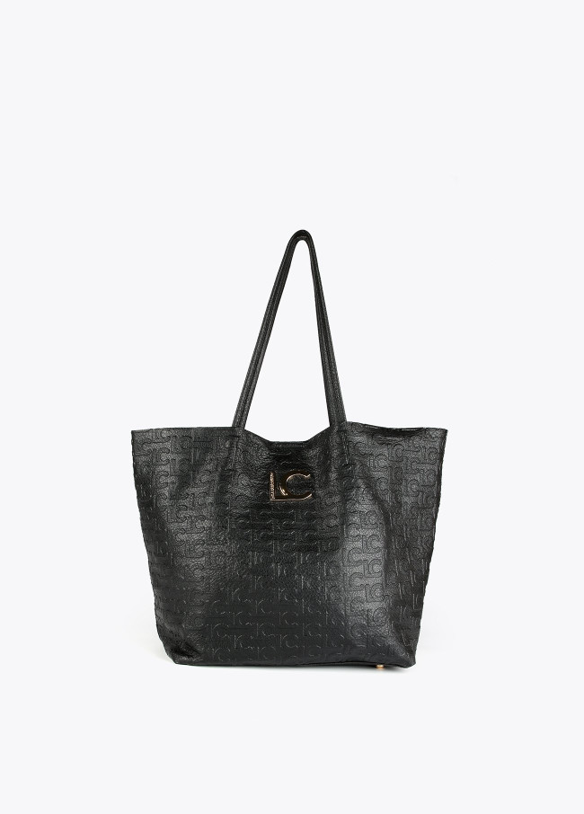 Embossed monogram tote bag