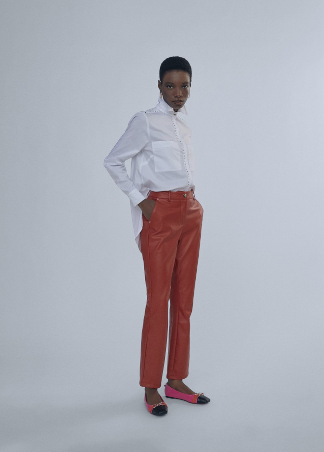 Faux leather trousers