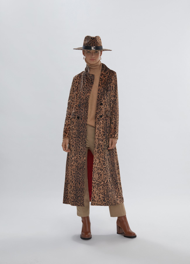 Long animal print coat