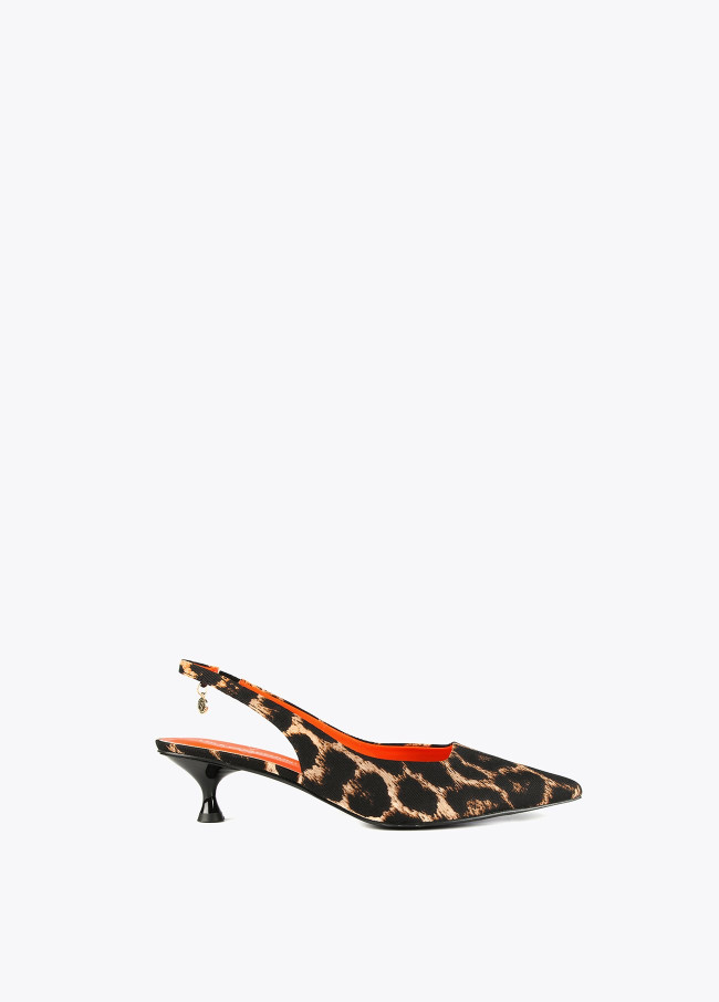 Slingbacks mit Animal Print