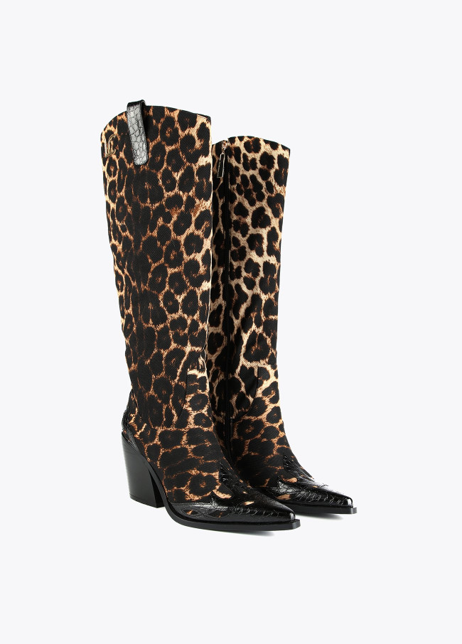 Bota cowboy leopardo