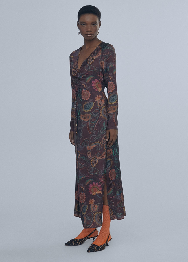 Paisley print midi dress