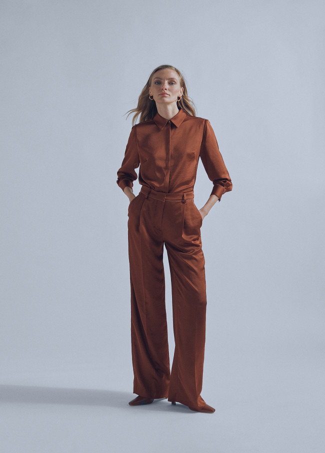 Satin palazzo trousers