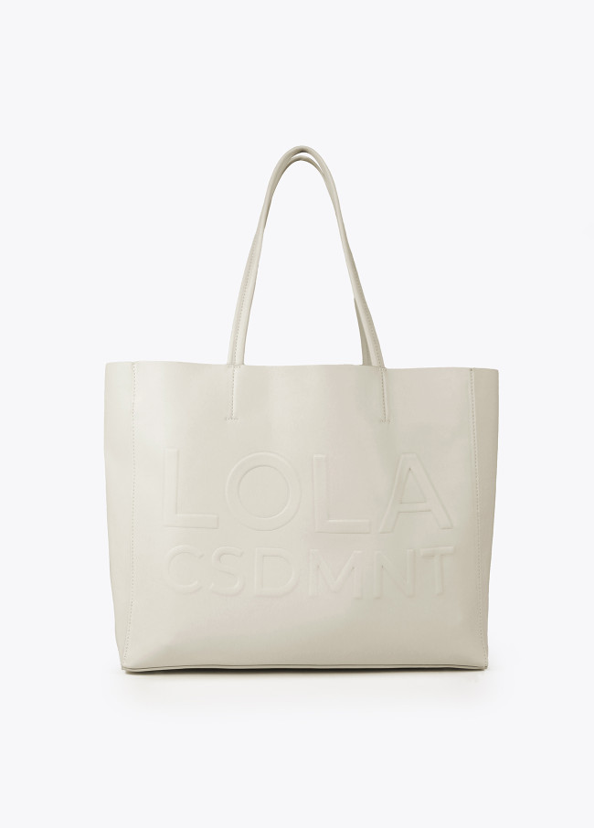 Borsa shopper con logo in rilievo