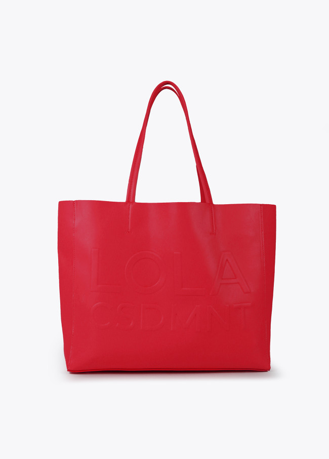 Borsa shopper con logo in rilievo