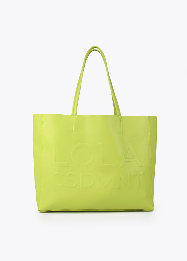 Borsa shopper con logo in rilievo