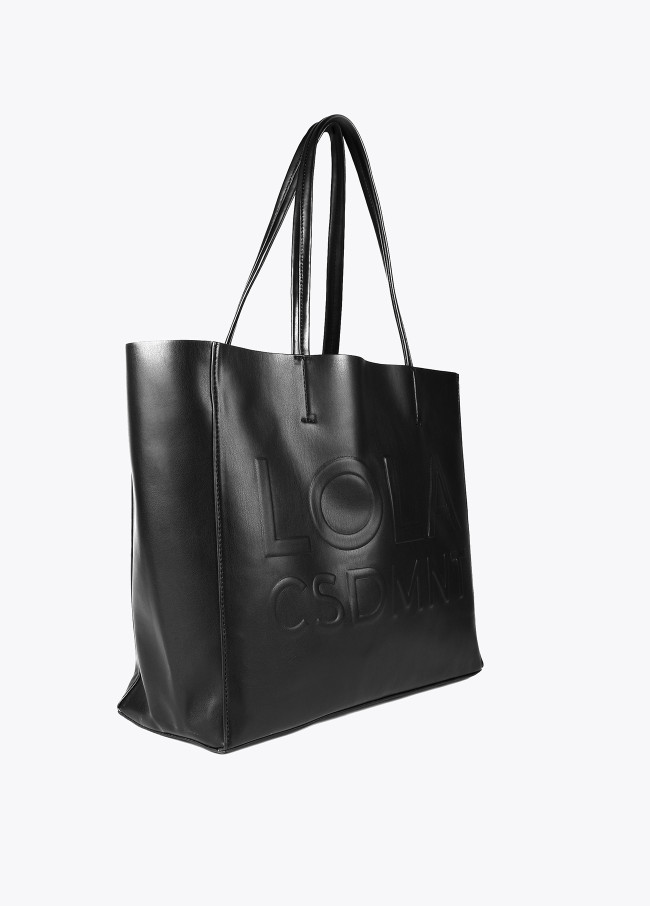 Borsa shopper con logo in rilievo