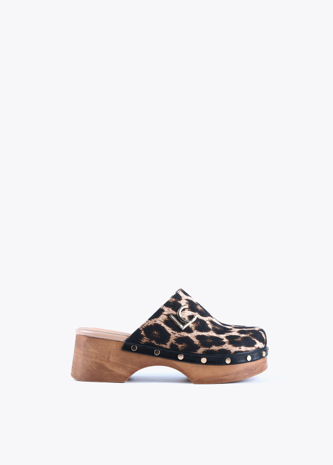 Animal print clogs