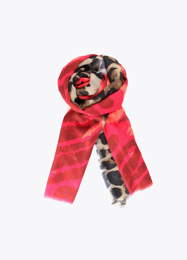 Fuchsiafarbenes Foulard mit Animal Print