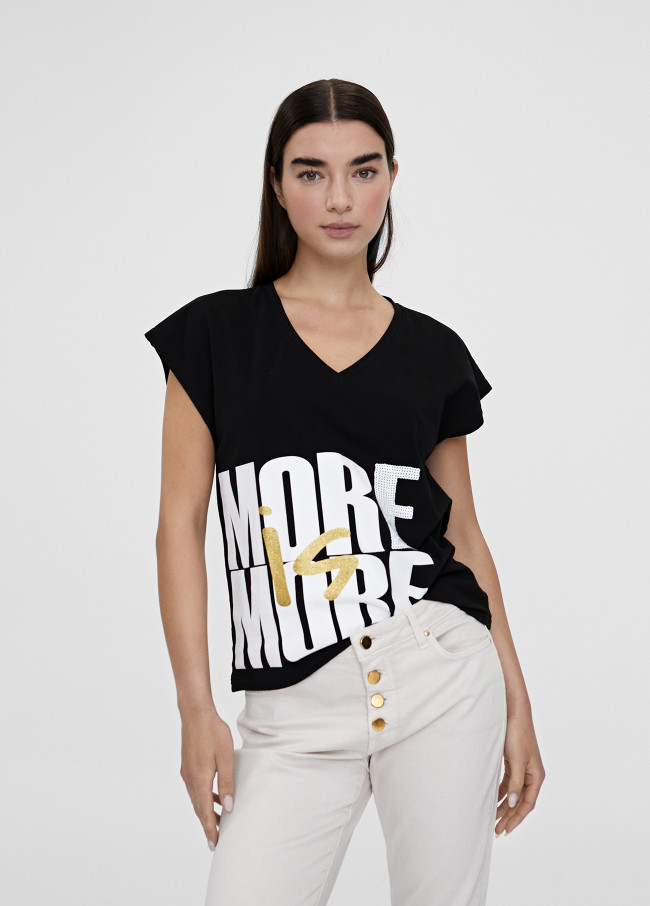 T-shirt with more is more positioning