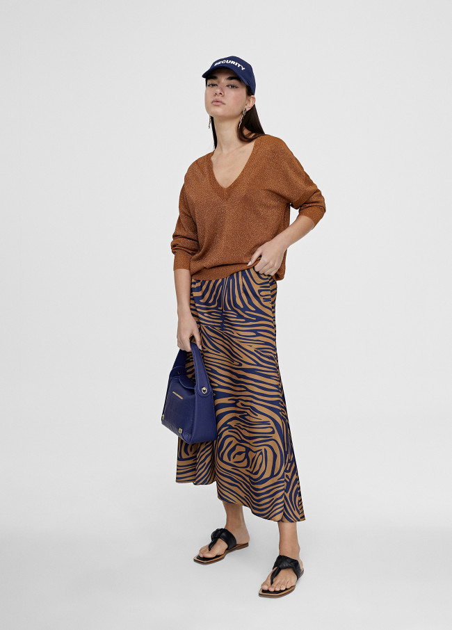 Zebra print midi skirt