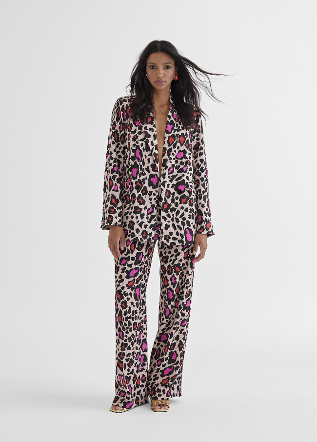 Straight animal print trousers