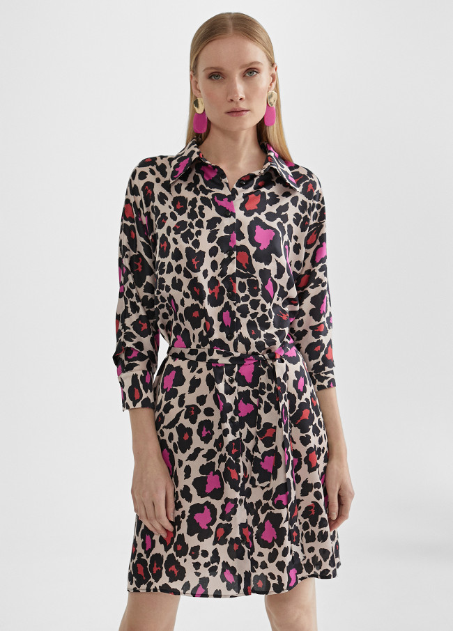 Robe courte motif imprimé animal