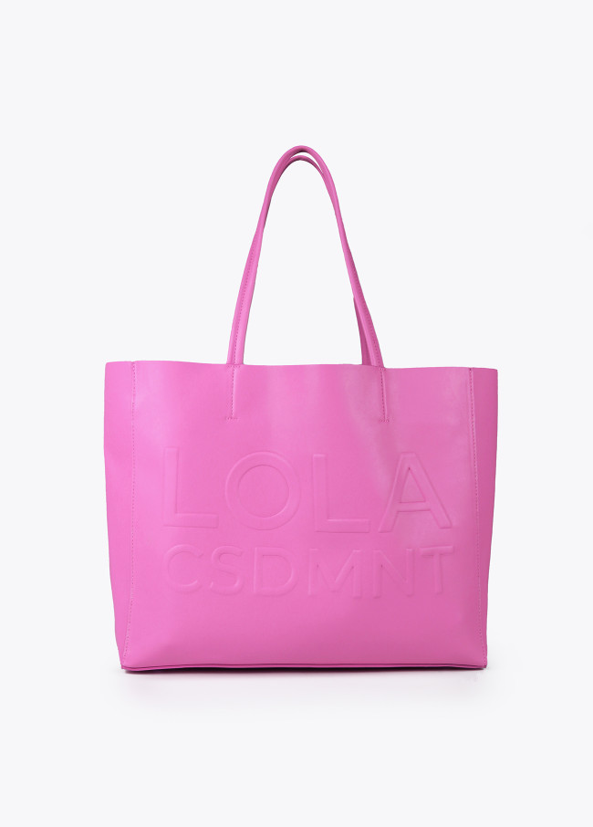 Borsa shopper con logo in rilievo