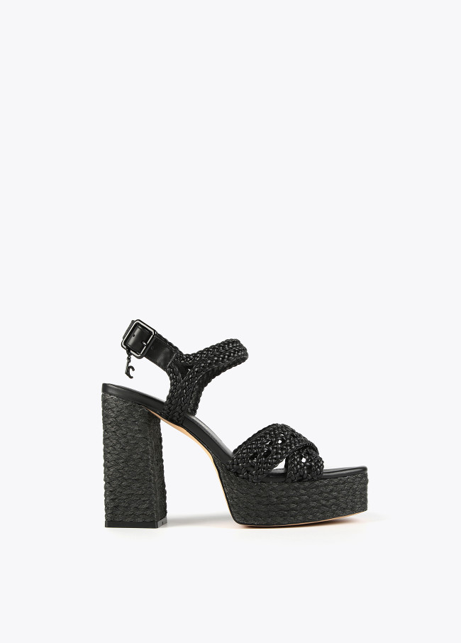 Crochet-effect platform sandals