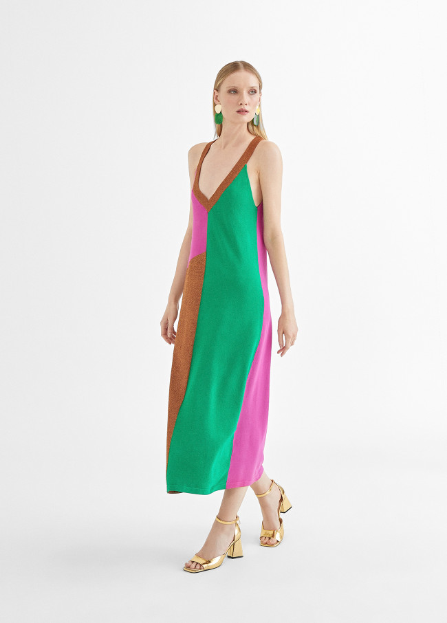 Long three-tone dress