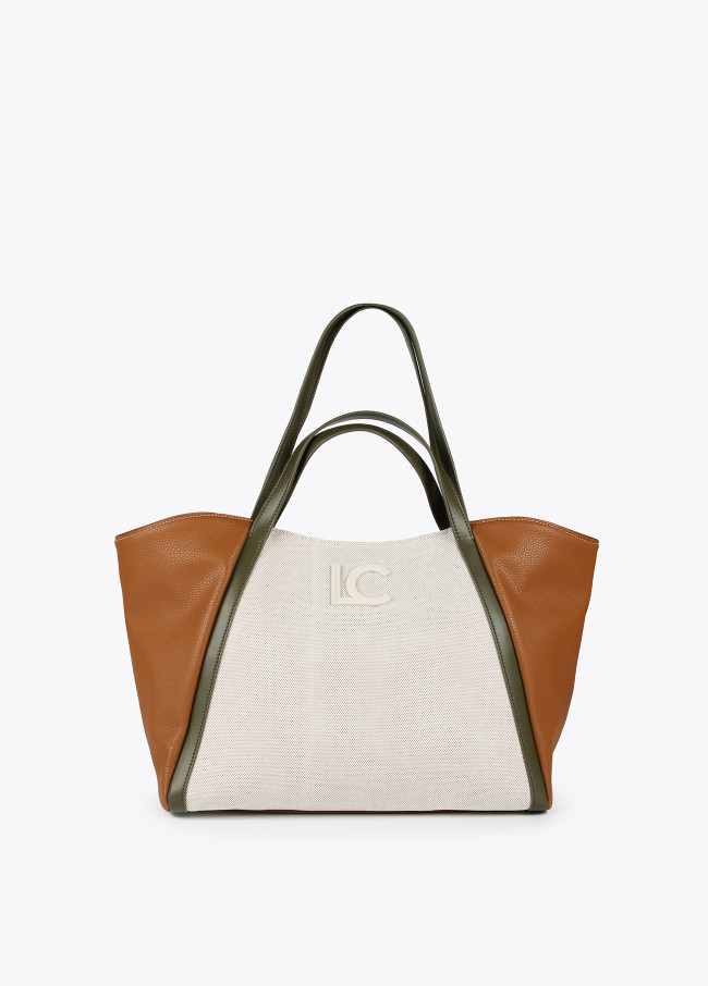 Tote bag in contrasting materials