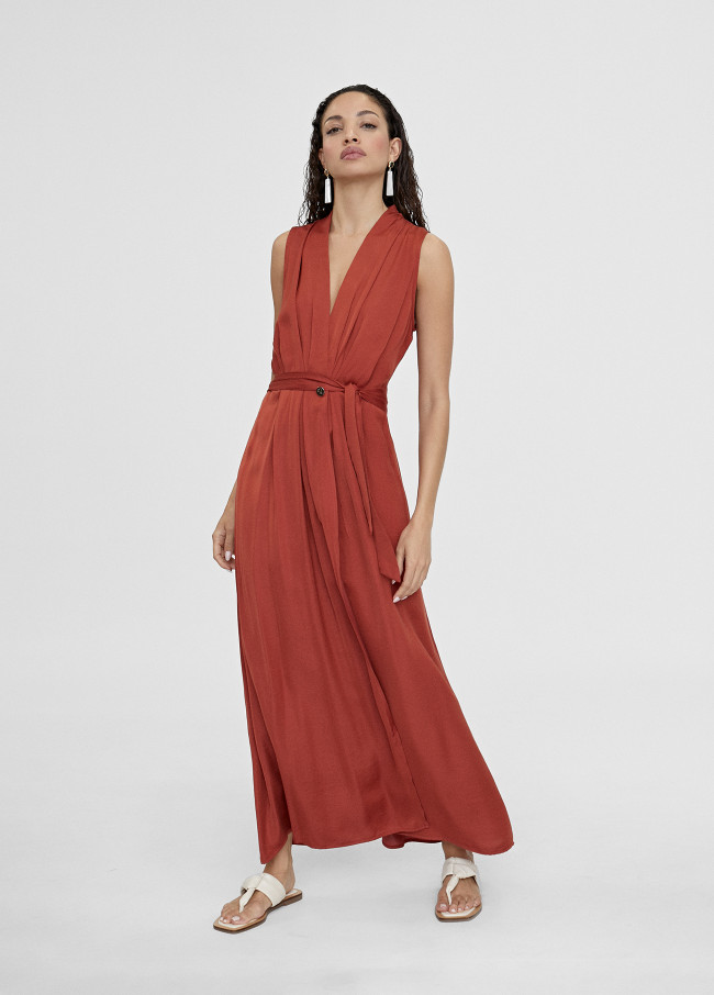 Robe longue décolleté en V