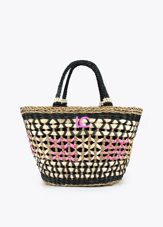 Woven geometric tote bag