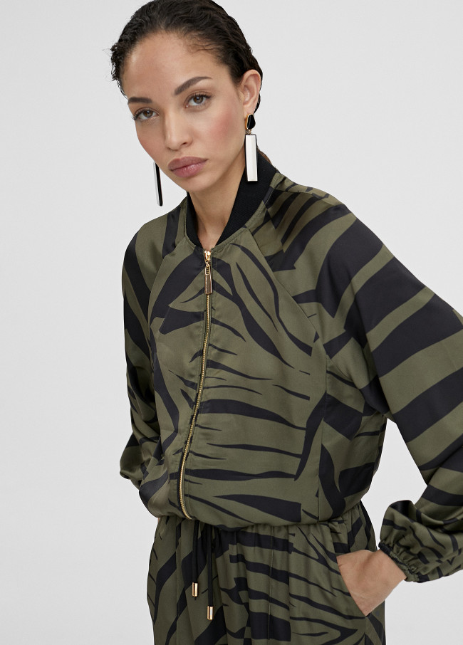 Zebra print bomber jacket