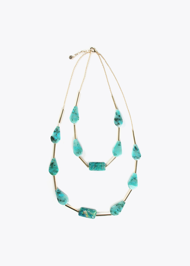 Collier à chaîne double turquoise