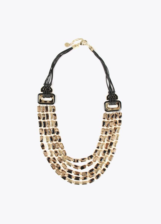 Collar multi cadena animal print