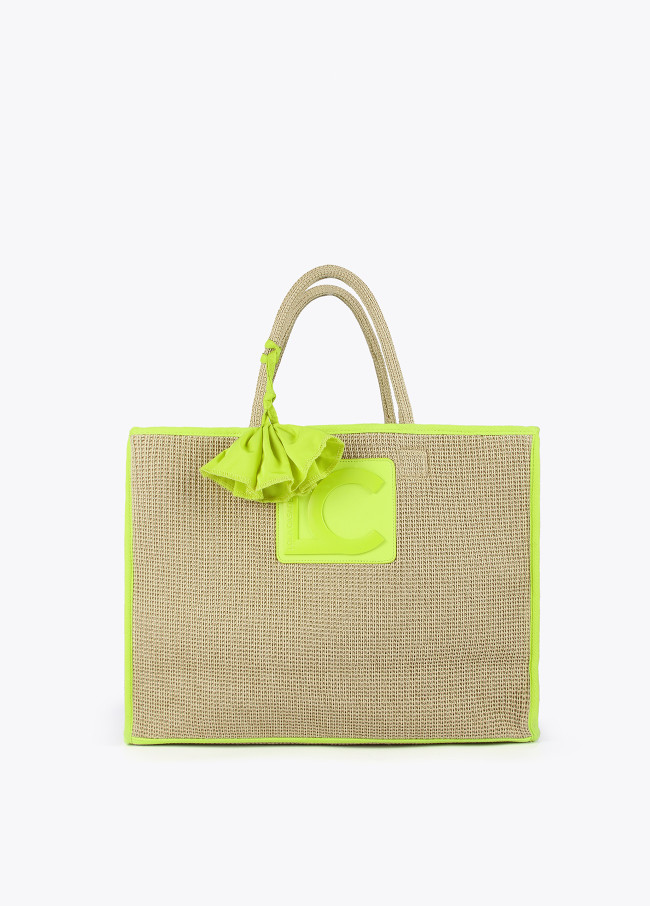 Borsa a cesta con bordini fluo