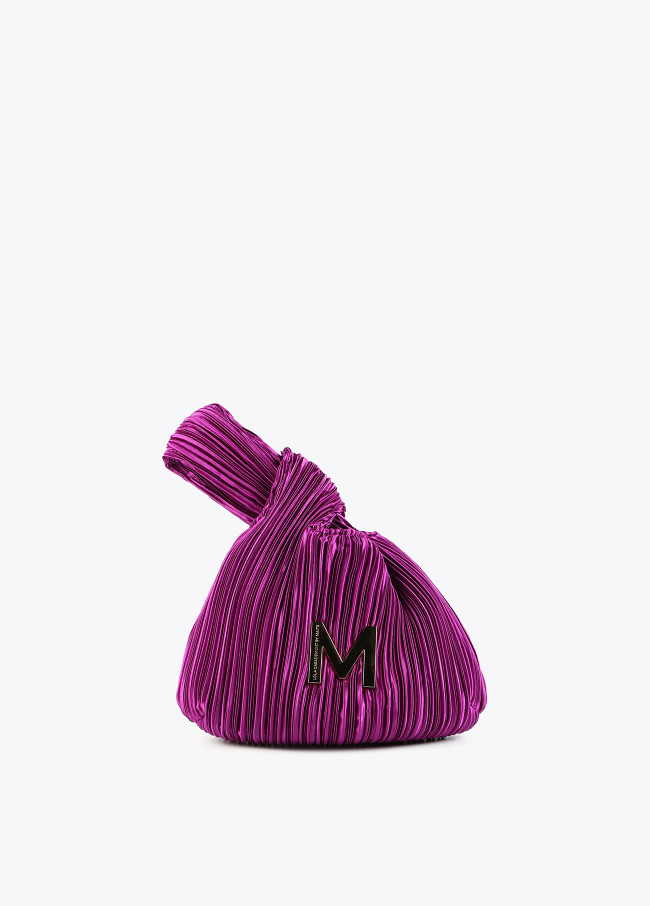 Pleated sateen evening bag