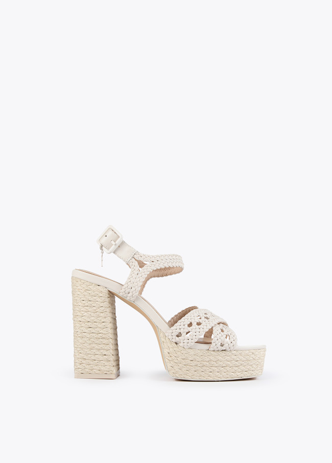 Crochet-effect platform sandals