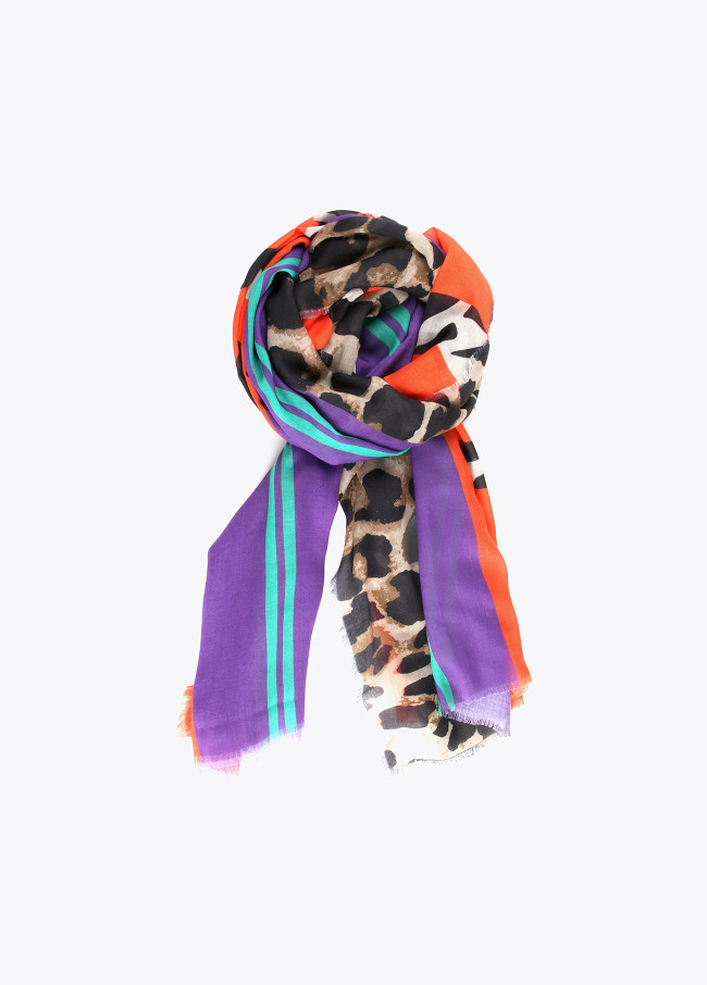 Foulard mit Animal Print und Orange