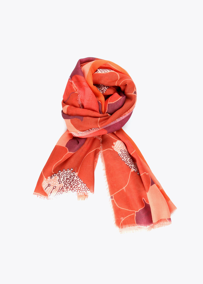 Foulard imprimé monogramme et fleurs