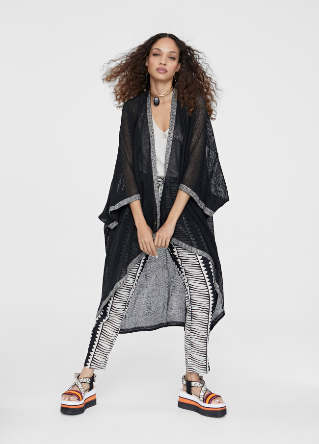 Kimono in open knit fabric