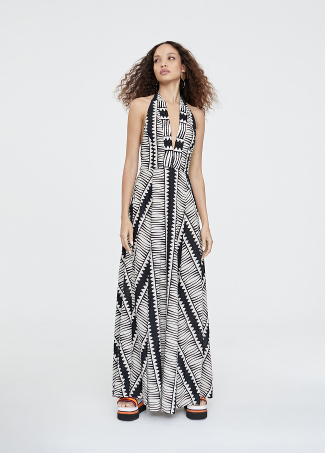 Halter ethnic print dress