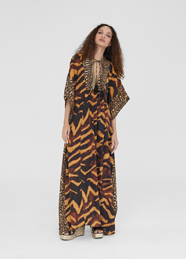 Caftan long imprimé animal