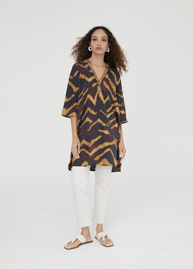 Kurzer Kaftan mit Zebraprint