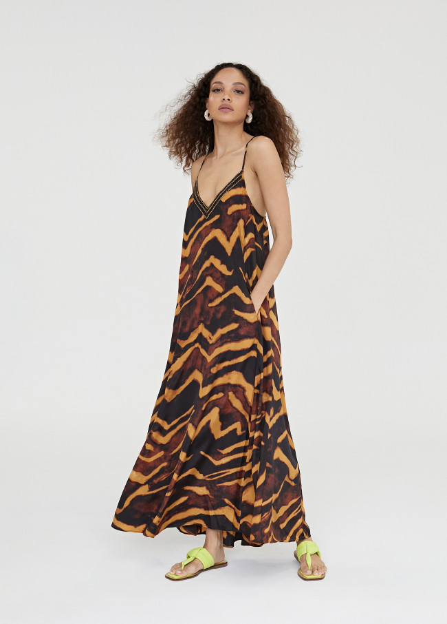 Robe longue à imprimé zèbre