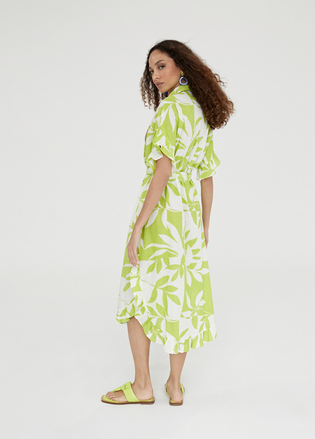 Ruffled printed caftan