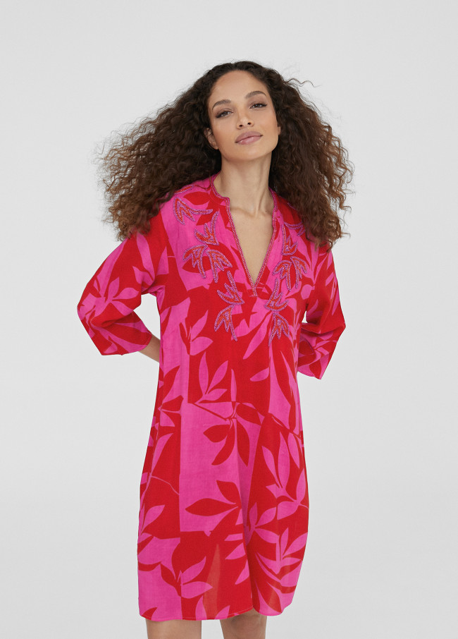 Kurzer Kaftan mit Print