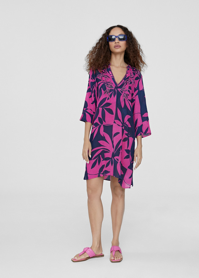 Kurzer Kaftan mit Print