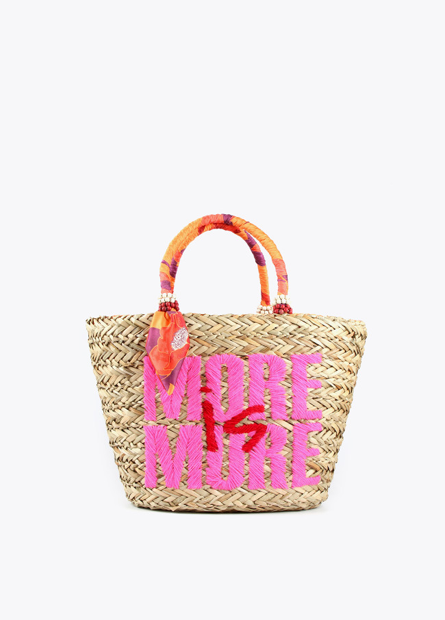 Two-tone basket-style tote bag