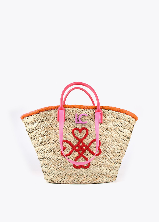 Tote bag with embroidered hearts