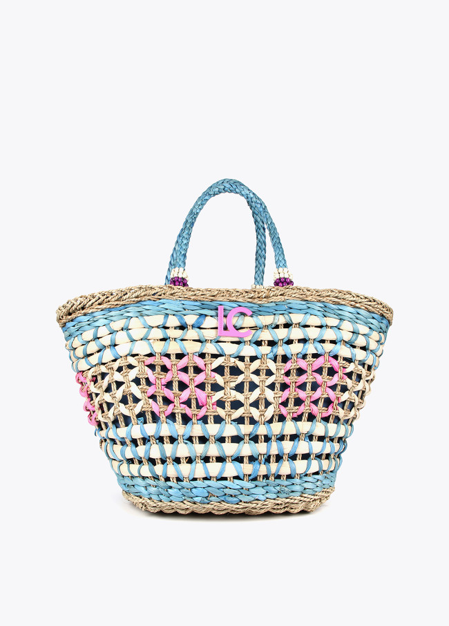 Woven geometric tote bag