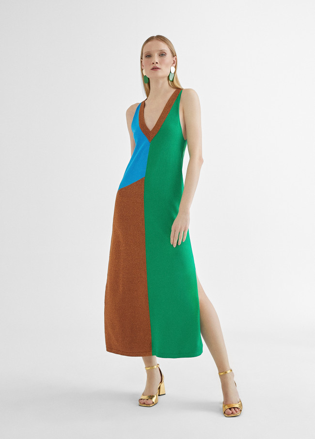 Robe longue tricolore