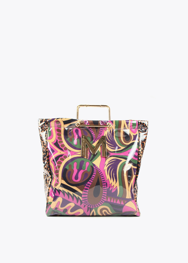 Plastic-coated paisley print tote bag