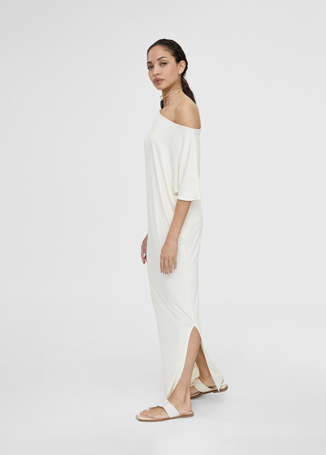 Gathered off-the-shoulder midi dress