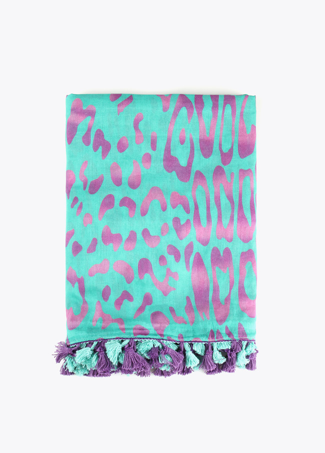 Turquoise animal print pareo