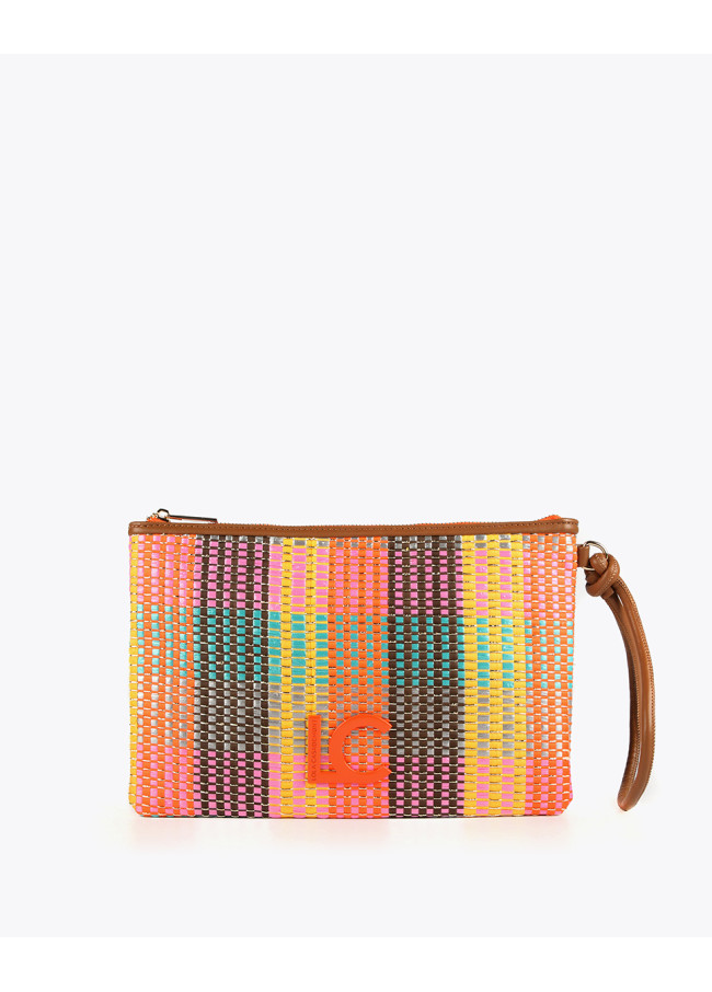 Cartera de mano efecto rafia multicolor