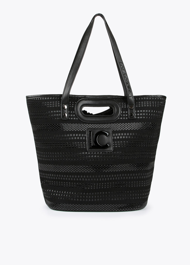 Shopper material trenzado negro