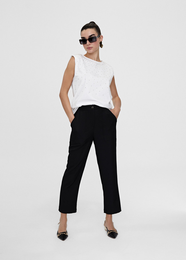 Pantalon cropped uni